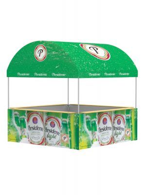 half moon, vendor tent